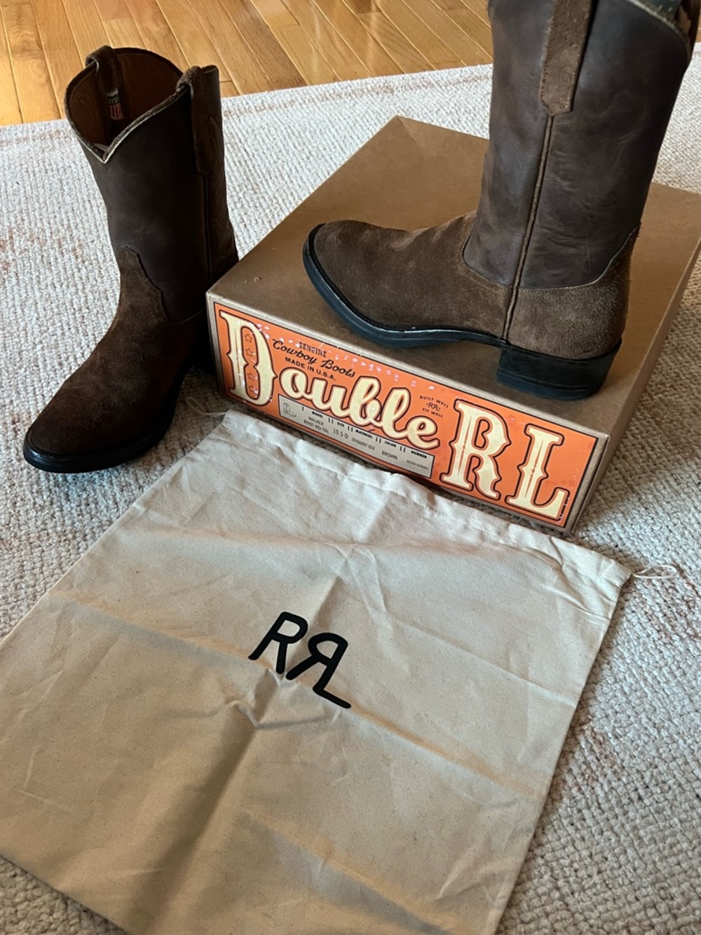 Ralph Lauren Double RL Roughout Brown Suede & Leather Western Boot - Picture 5 of 15
